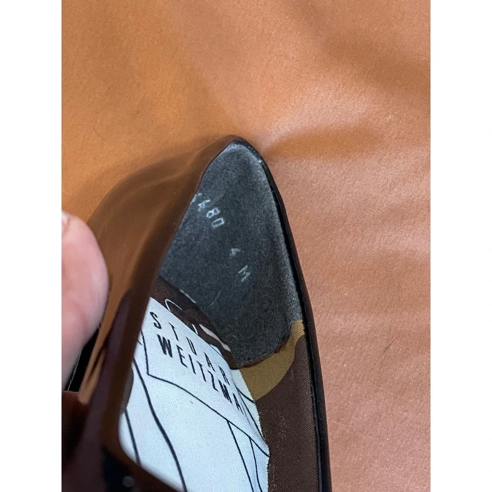 Stuart Weitzman Black Patent Leather Round Toe Block Heel Pumps Made in Spain 4M